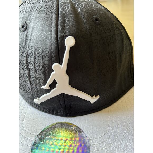 Nike Air Jordan HAT White Brim Jumpman Black Snapback Cap Small Youth 1990s Y2K - Picture 3 of 8